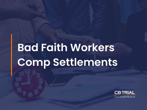 If for some reason they disagree with the amount of compensation decided on by the insurance company, they can reject the offer. . Bad faith workers comp settlements